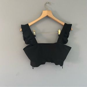 Black ruffle crop top